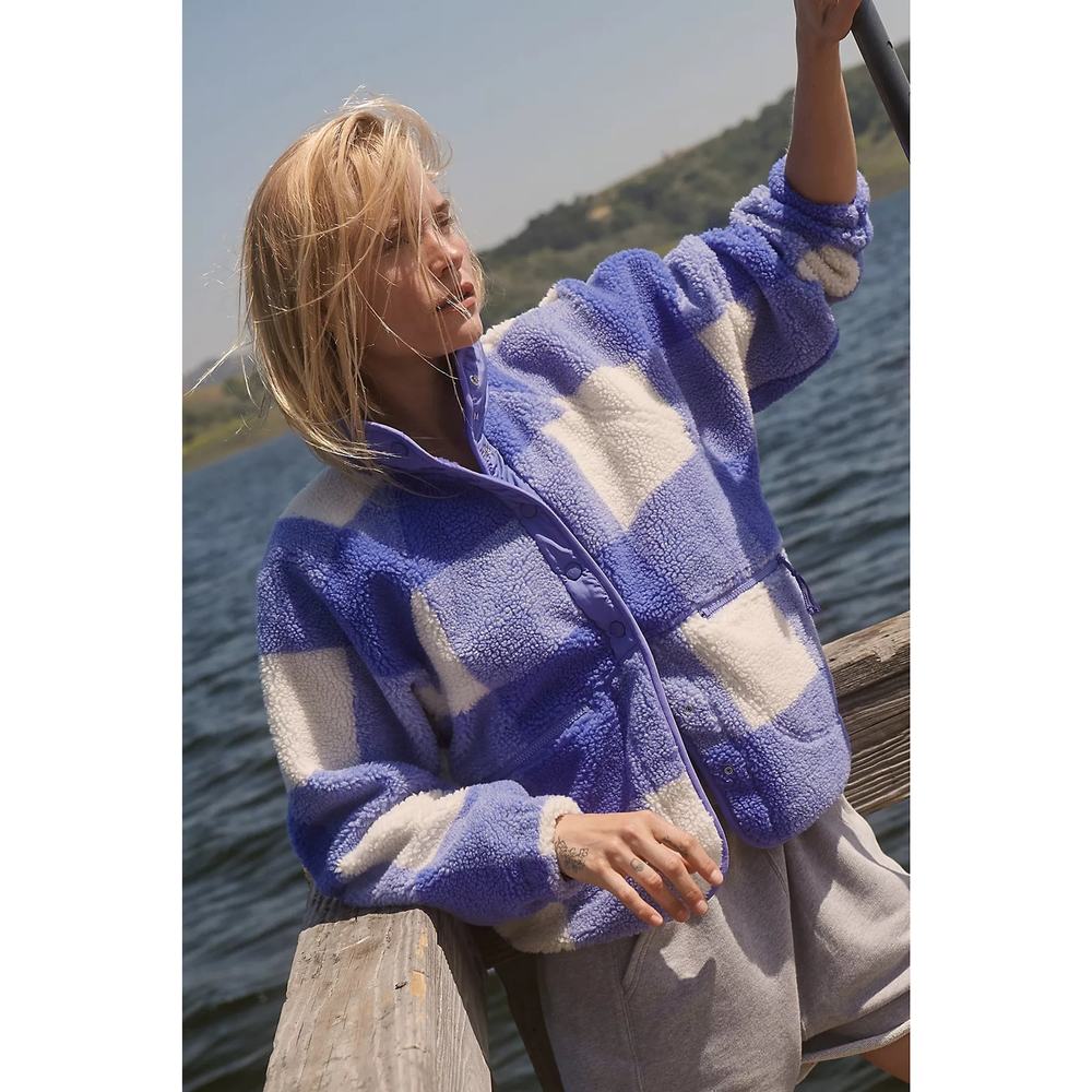 FP Movement by Free People Lavender and White Checkered Sherpa Jacket - Picture 1 of 7